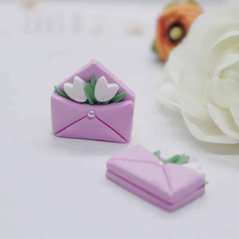 

Envelope Stud Earrings for Women Girls Simple Fashion Polymer Clay Flowers Pendant Earring Heart Drop Earrings Jewelry Mom Gifts