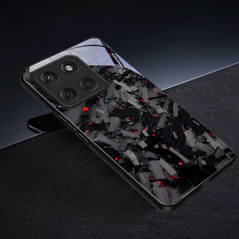Фото Черный стеклянный чехол для телефона с эффектом темных осколков для Motorola Moto Edge 60 70 20 Lite 30 Pro 40 50 Ultra X30 Pro G14 G75 G84. №3
