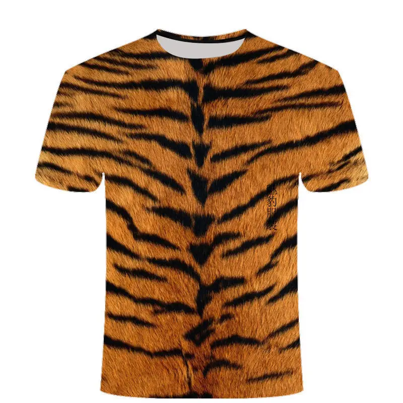 

T-shirts Tiger skin leopard print 3D Print Summer T Shirt Fashion Kids Casual Boys Girls Round Neck kawaii Tshirt Tops Clothes