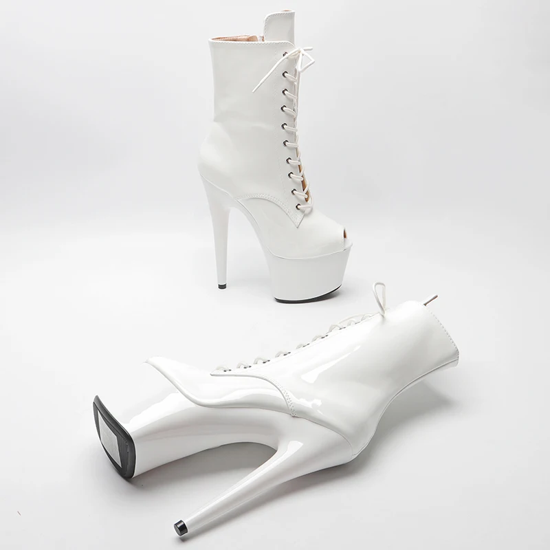 Leecabe  17CM/7inches patent leather  Pole dancing shoes High Heel platform Boots Ankle Boots Sexy Fetish Stripper Shoes 3K