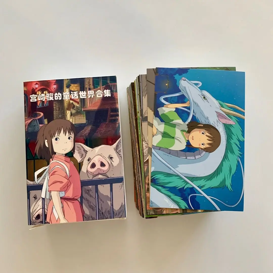 

100 Sheets/LOT Miyazaki Oil Painting Postcard Cartoon Greeting Cards Wish Card Fashion Gift