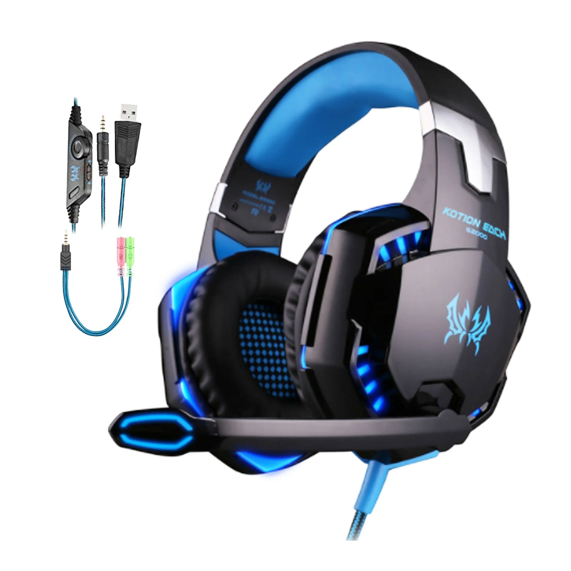 

2022 Gaming Headset PS4 with Noise Canceling Mic Xbox One Gamer Headphones PC Laptop Wired LED Stereo Bass Adjustable Mic 3.5mm