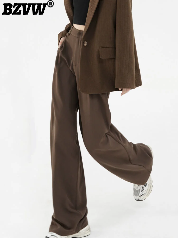 

BZVW Simple Vintage Loose Wide Leg Suit Pants For Women High Waist Streetwear Casual Pant Female New Trend 2023 Summer 25X012