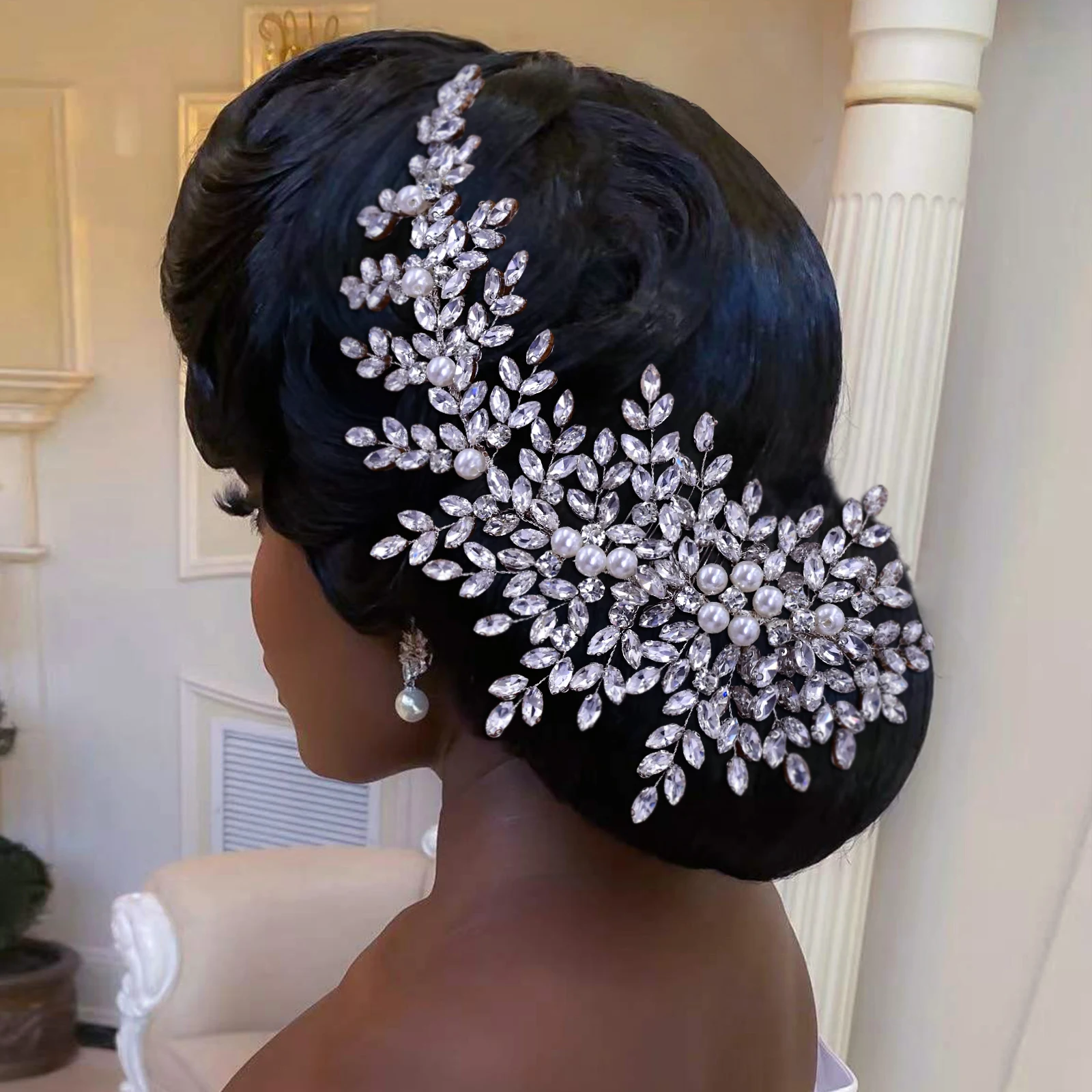 

TRiXY HP434 Bridal Hair Comb Rhinestone Pearl Headdress For Brides Guest Wedding Hair Ornament Wedding Jewelry Pearls Headpiece