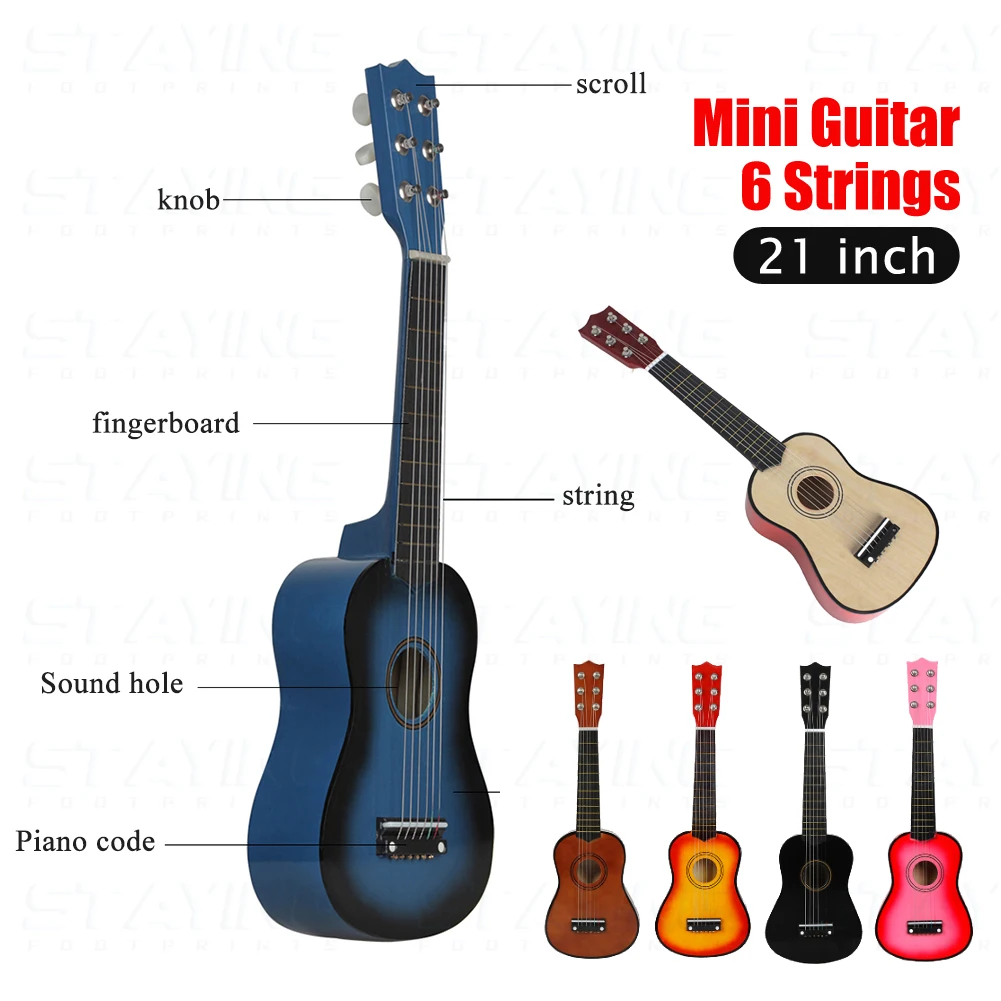 Ukulele Mini Guitar 21 inch 6 Strings Musical Instrument Kid Beginners Gifts Toy for Music Lovers Playing Accessories