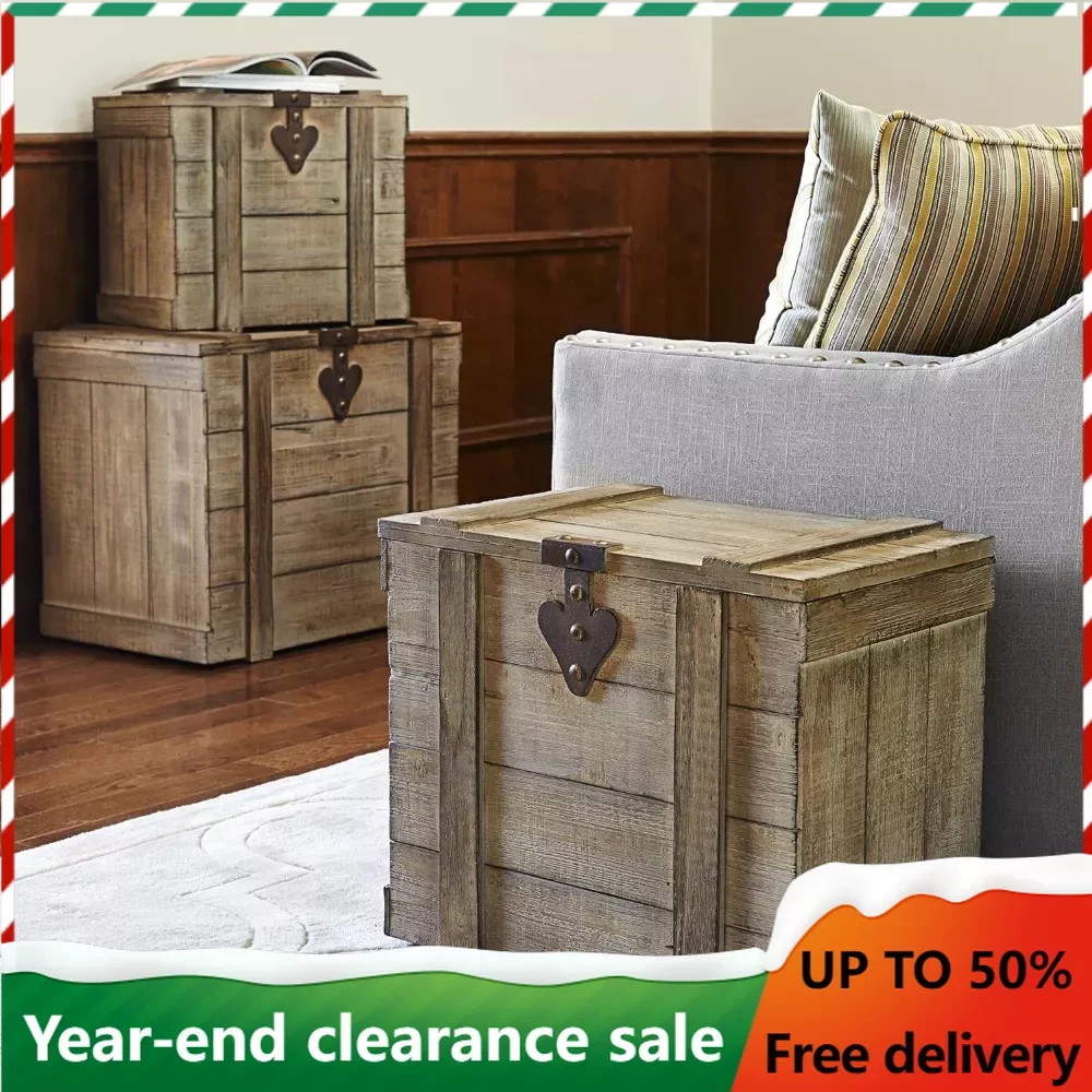 

Decorative box white washed rustic decorative wooden box, medium size