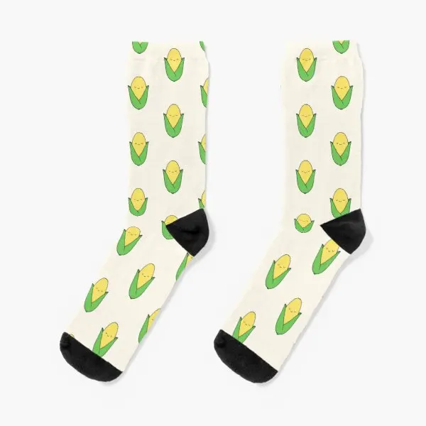 

Короткие носки с изображением кукурузы, мужские и женские спортивные дышащие осенние черные забавные Хлопковые женские носки с узором, зим...