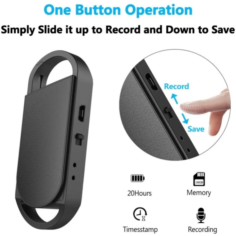32gb 16gb 8gb Usb Drive Voice Activated Dictaphone Keychain 