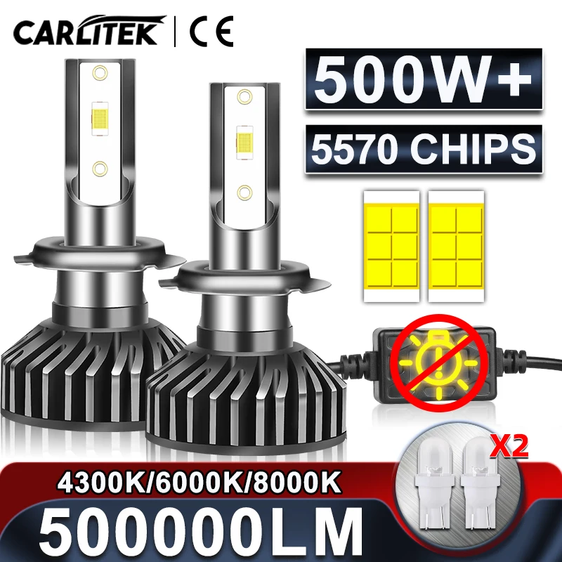 Фары головного света CARLITEK H7 H4 12 шт. чип 5570 CSP 500 Вт автомобильные фонари H8 H9 H11 H1 9005