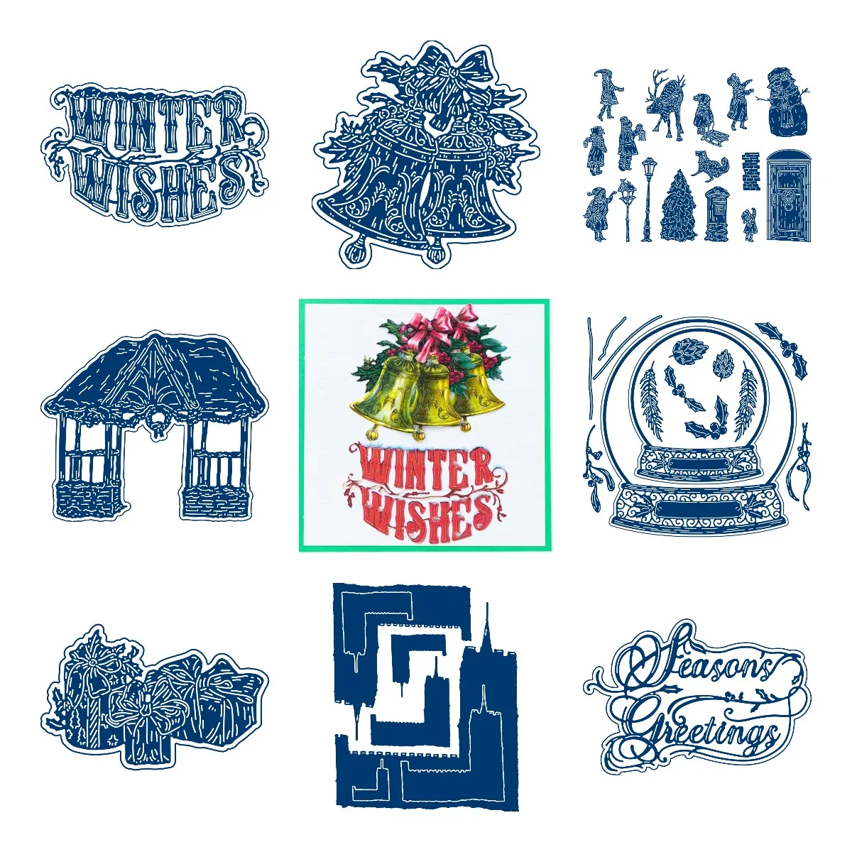 

2023 New Christmas Card Small Bell Decoration Metal Cutting Frame Dice 2023 New Templates DIY Scrapbooking Paper Making Crafts