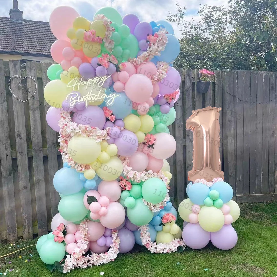 

151pcs Multi-color Latex Balloons Garland Kit 32inch Rose Gold Foil Balloons Pastel Color Kids Birthday Baby Shower Party Decors