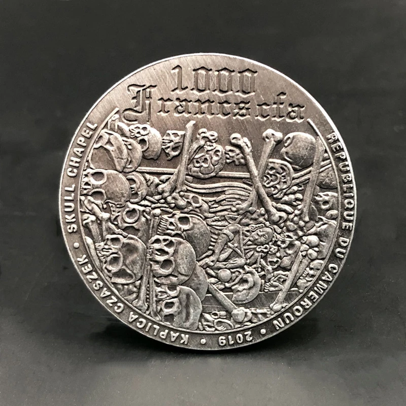 Памятная монета в ретро-стиле на Хэллоуин праздник голова черепа массовая