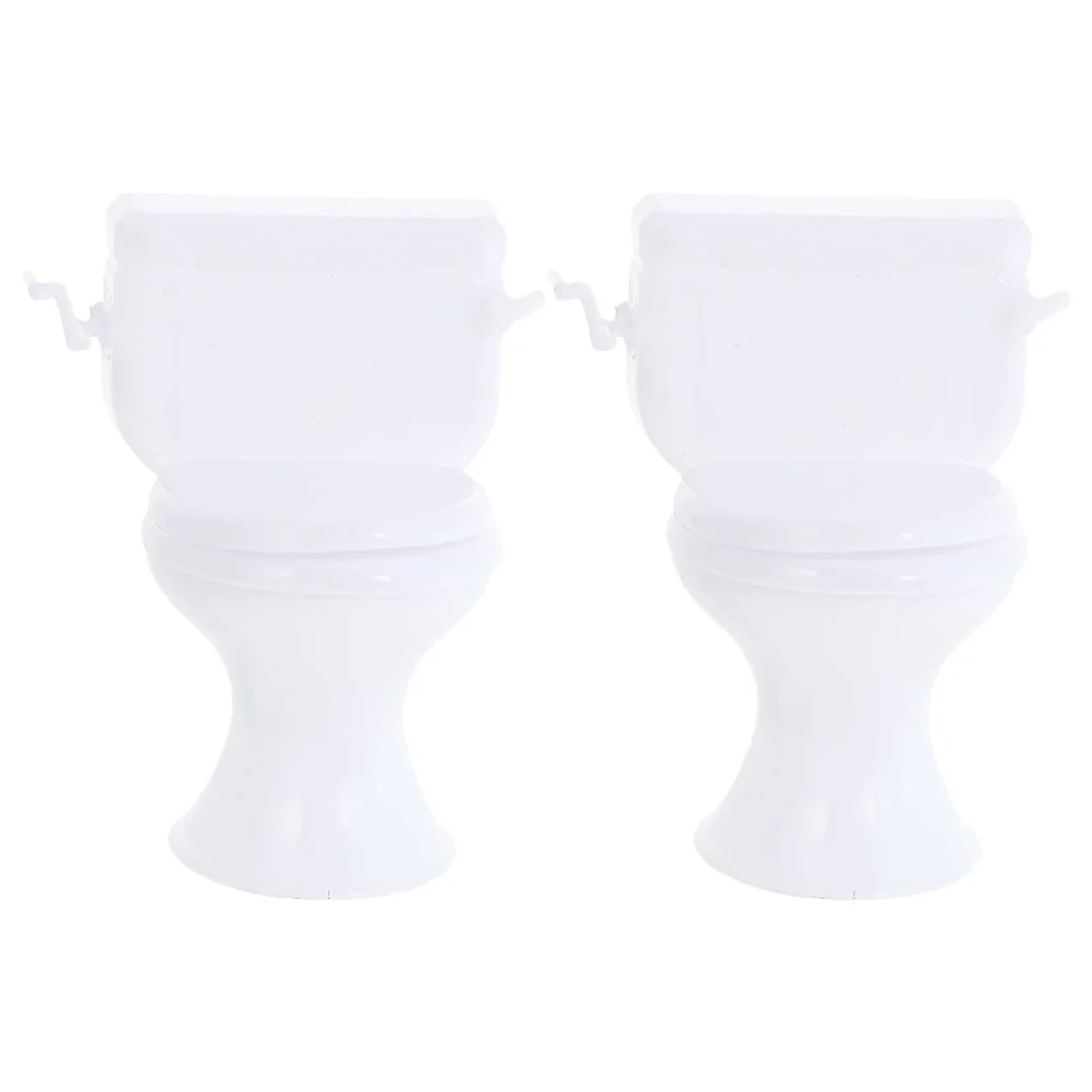 

2Pcs Bathroom Model Mini Adornment Decor Mini Ornament for Kids (White)