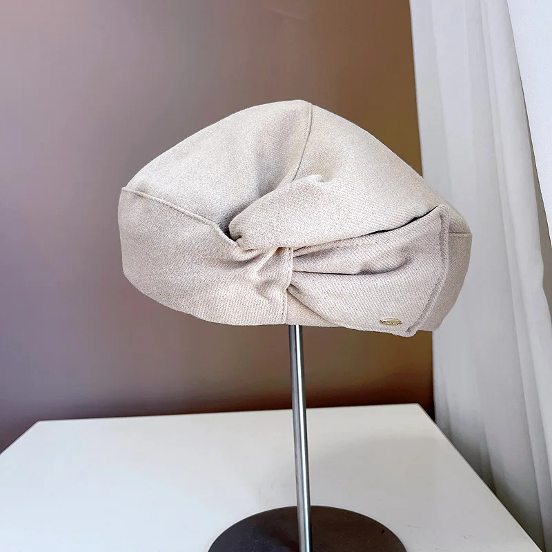 Восьмиугольная шляпа газетчика женская зимняя шерстяная шапка с козырьком