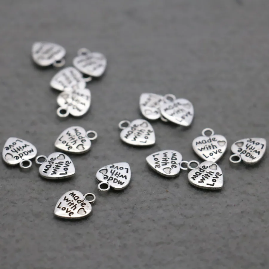 

5PCS Heart DIY Alloy Metal Hardware Fittings for Accessory Components Findings Silver-plate Button Charms for Jewelry Making
