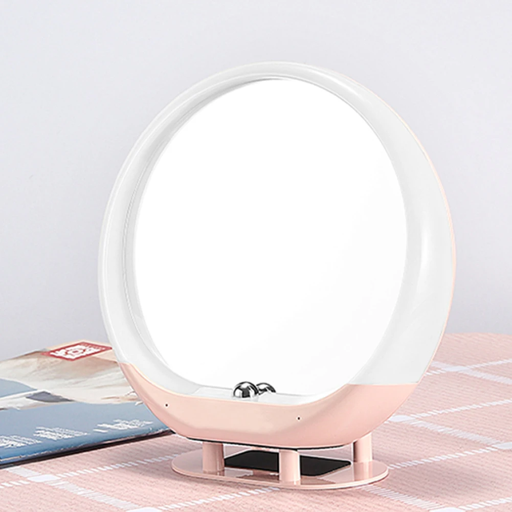 Makeup Mirror Rechargeable Wireless Adjustable Angle Home Table Lamp LED Light Speaker FM Radio Remote Control Audio | Красота и