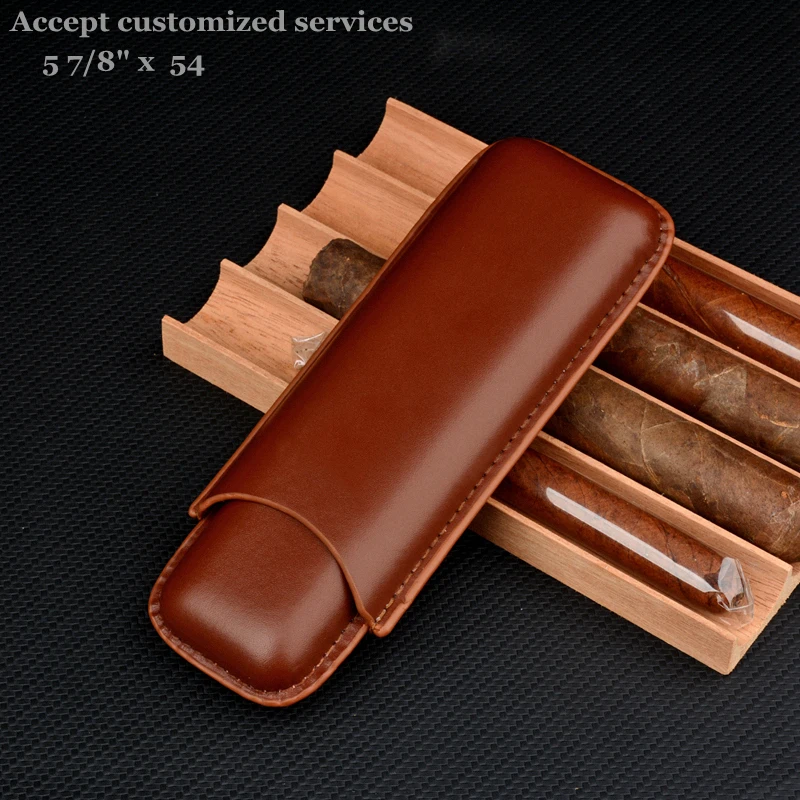 52 Ring  Man-made Leather Cigar Case 2 Tube Cigar Holder Mini Humidor Travel  Box Portable Cigar Accessory for Cohiba Cigar images - 6