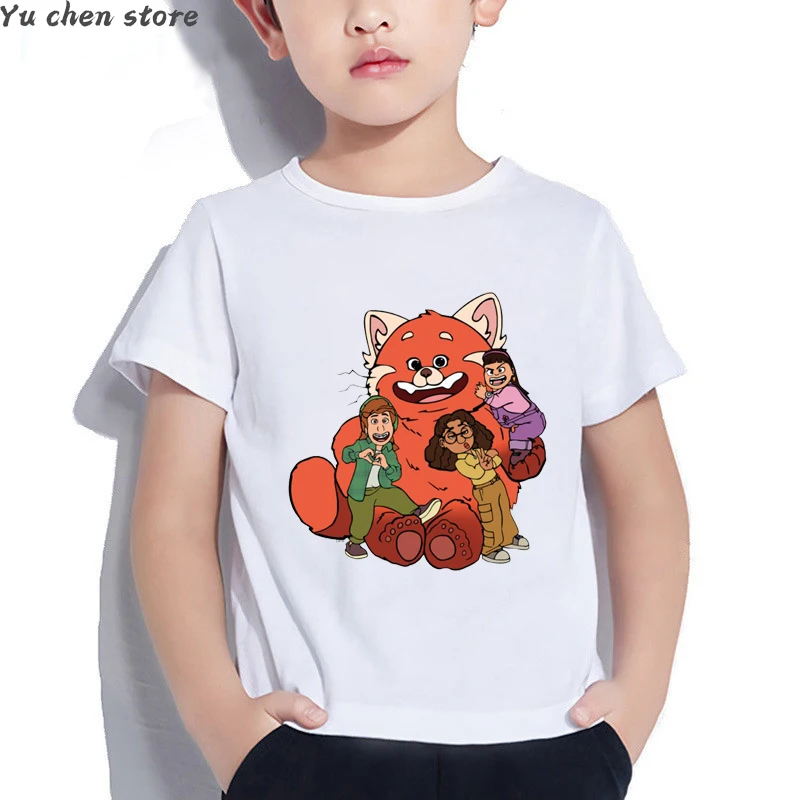 

Cartoon Animation Turning Red Boys' And Girls' T-shirt Harajuku Summer White Print Girls' Boys' Top Short Sleeve Aestheticism