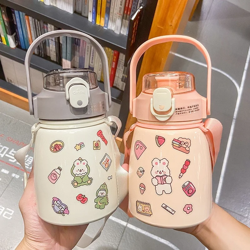 

Net Red High-value Large-capacity Pot Belly Water Cup Outdoor Strap Portable Thermos Cup Male and Female Students SportsGift Cup