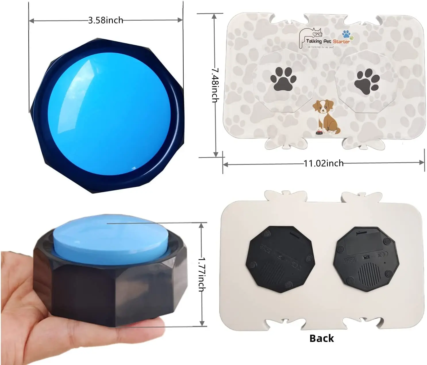 Najtaniej Zestaw Płyt Rezonansowych RIBOSY Z 6 Nagrywalnymi Przyciskami Dla Psa, Trening Komunikacji Dla Zwierząt Odpowiedź Przycisk Brzęczyka Z Naklejką Aktywności