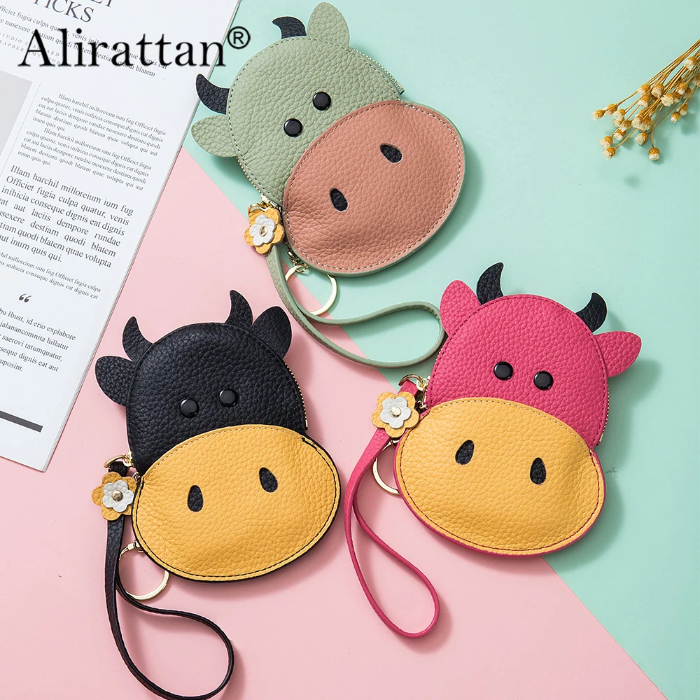 

Alirattan Cute Change Bag Women's Wholesale 2023 New Hanging Bag Coin Bag Genuine Leather Women's Cartoon Zero Wallet