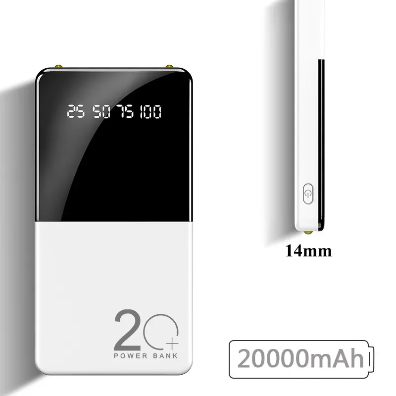 

2023NEW Power Bank Portable Charger Digital Display External Battery 2 USB LED 20000mAh PowerBank for Xiaomi Samsung Xiaomi IPho