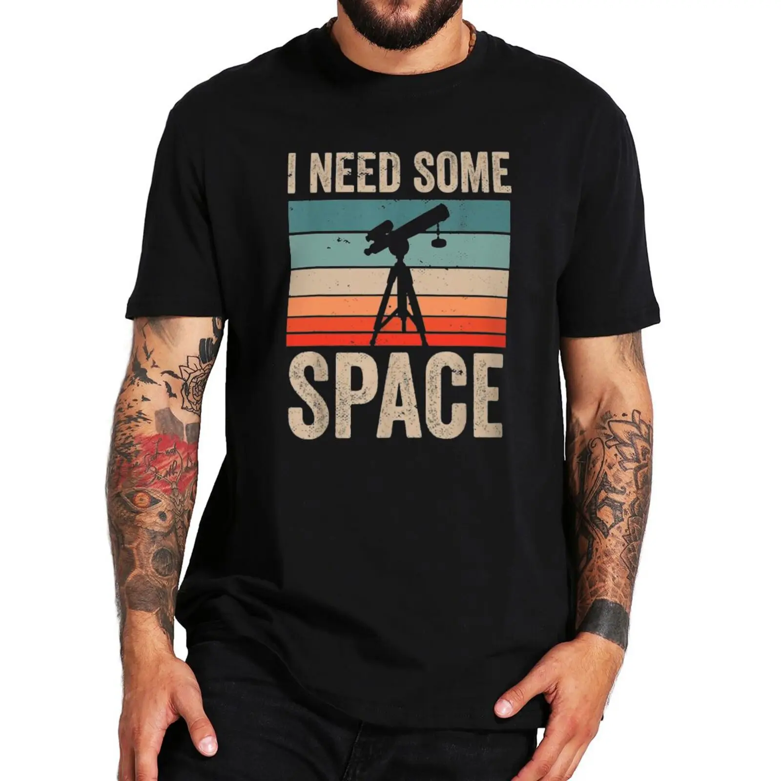 

Retro I Need Some Space T Shirt Funny Telescope Stars Universe Astronomy Fans Tee Tops Summer 100% Cotton Casual Tshirt EU Size