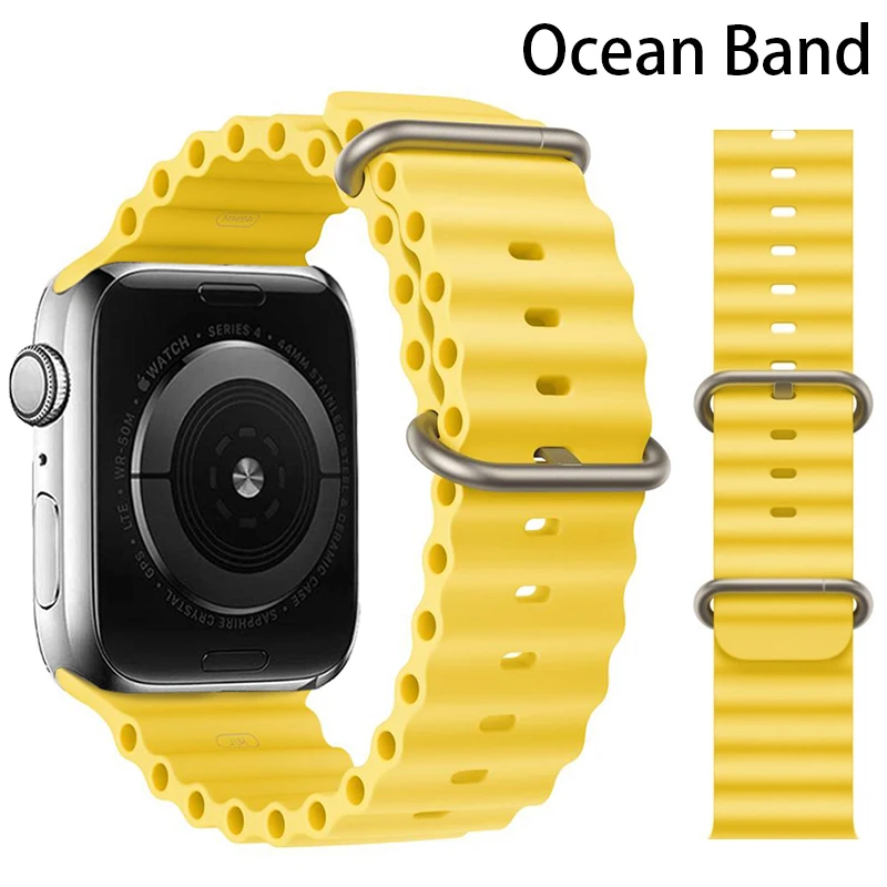 

Ocean Strap For Apple Watch Band 49mm 45mm 44mm 40mm 41mm 42mm 49 45 mm Silicone Correa Bracelet iWatch Ultra serie 7 6 5 3 se 8