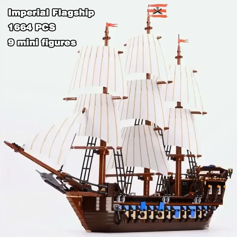 

1664 PCS Pirates Imperial Flagship Model Ship Building Blocks Bricks Kids Birthday Christmas Toys Gifts Compatible 10210 22001