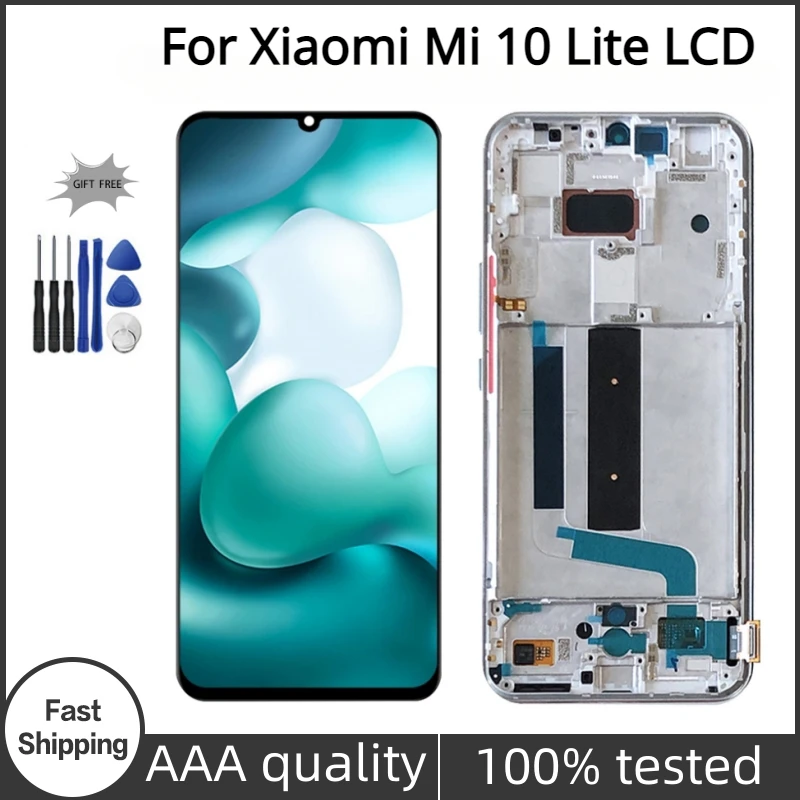 

Новинка, ЖК-дисплей 6,57 дюйма для Xiaomi Mi 10 Lite с рамкой Mi10 Lite Φ M2002J9G, дисплей, сенсорный экран, ЖК-панель