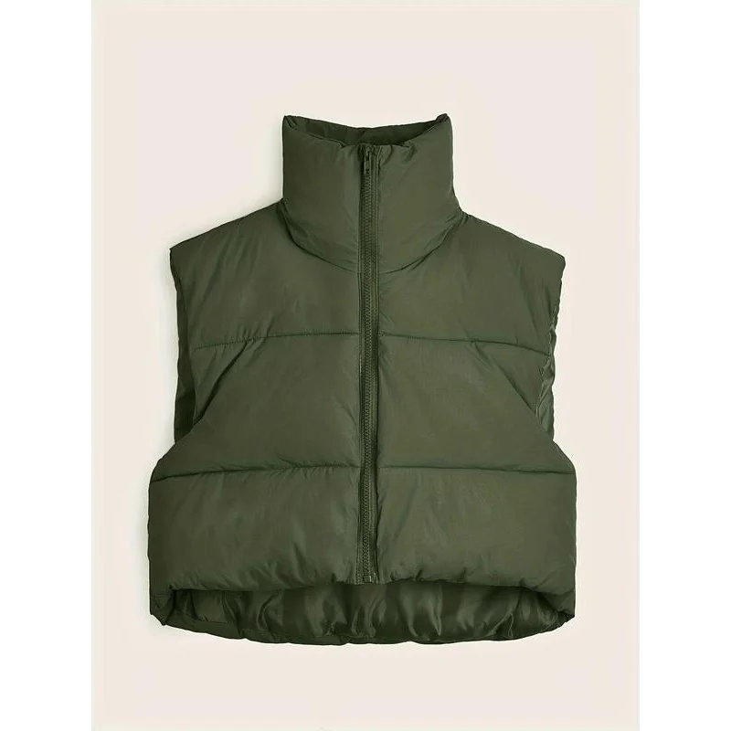 Женский однотонный жилет-пуховик на молнии повседневная термобелье осень и зиму