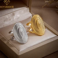 xiyanike 316l stainless steel rings oval for woman vintage simple geometric temperament trendy design chic birthday jewelry gift