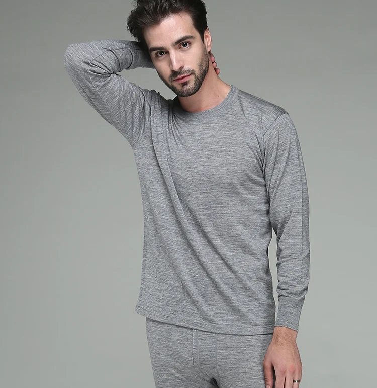 

Men's 100% Super soft 17.5micro Merino Wool Thermal Warm Underwear set Breathable Wicking Breathable Tops Pants Set
