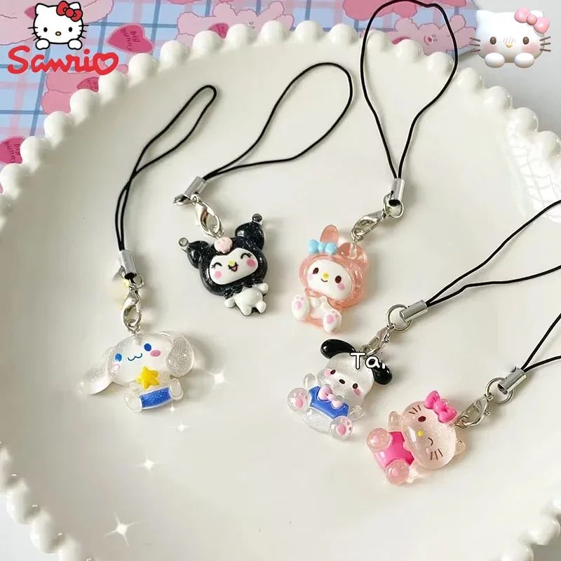 Sanrio Hello Kitty Kawaii keychain cartoon mobile phone Cinnamonroll My Melody Cute pendant Item Pendant Rope Decoration