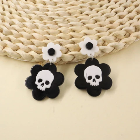 Donarsei Крыло Цветок Череп Серьги-капельки