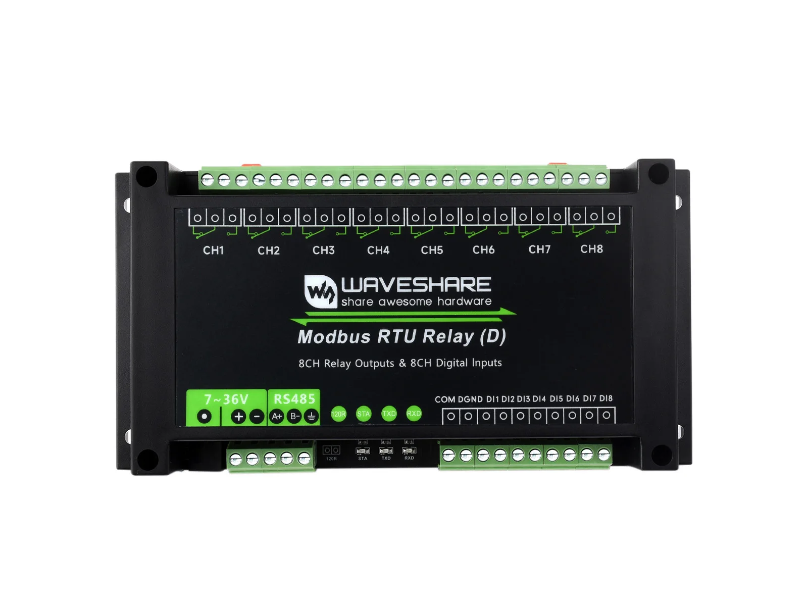 Промышленный релейный модуль Modbus RTU 8-канальный (D) с цифровым входом и интерфейсом