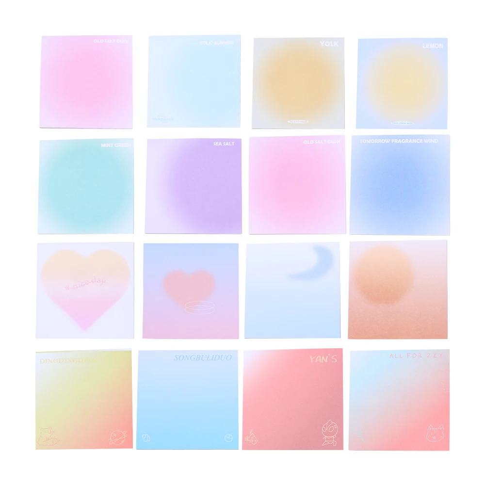 

Artistic Fancy Gradient Lights 3D Halo Memo Pads Cute Kawaii Purple Green Pink Blue Colors Sticky Notes Post Notepads Stationery