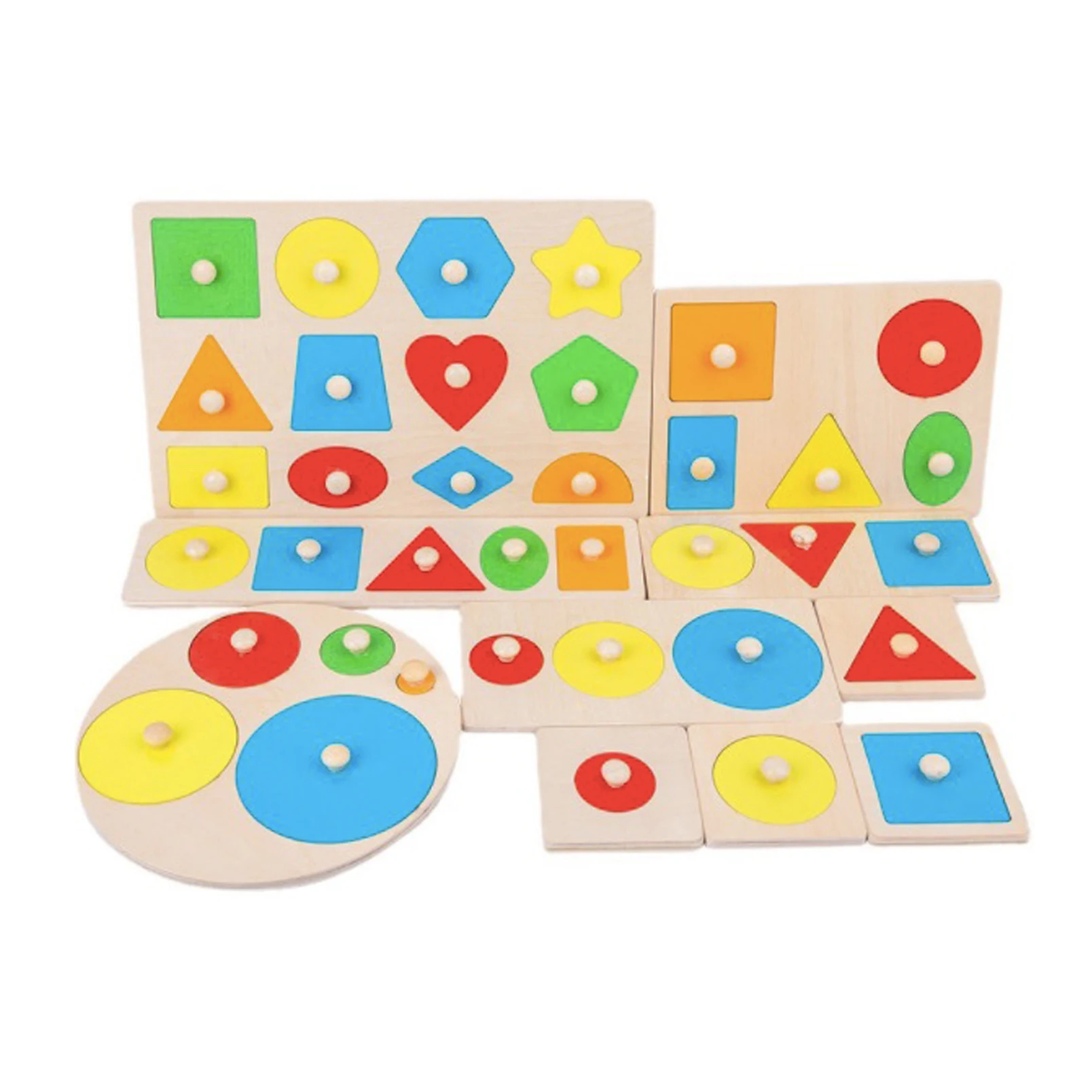 

Montessori Toy Wooden Grasp Board Geometric Shape Educational Color Sorting Math Puzzle Preschool Learning Game Baby Kids Gift