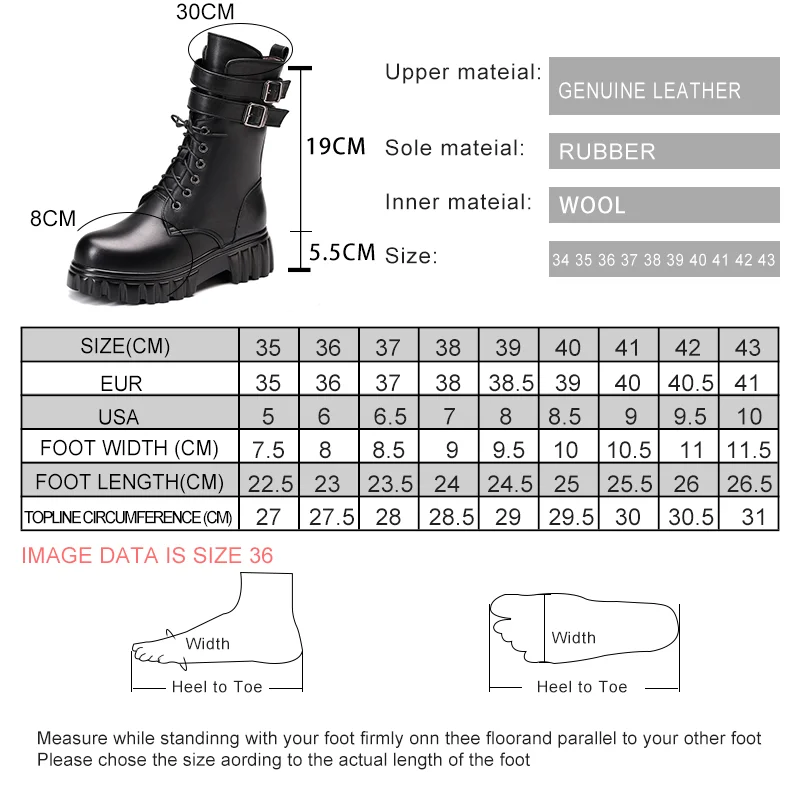 AIYUQI Women Winter Boots 2023 New Platform Genuine Leather Women Middle Boots Wool Warm Biker Boots Women