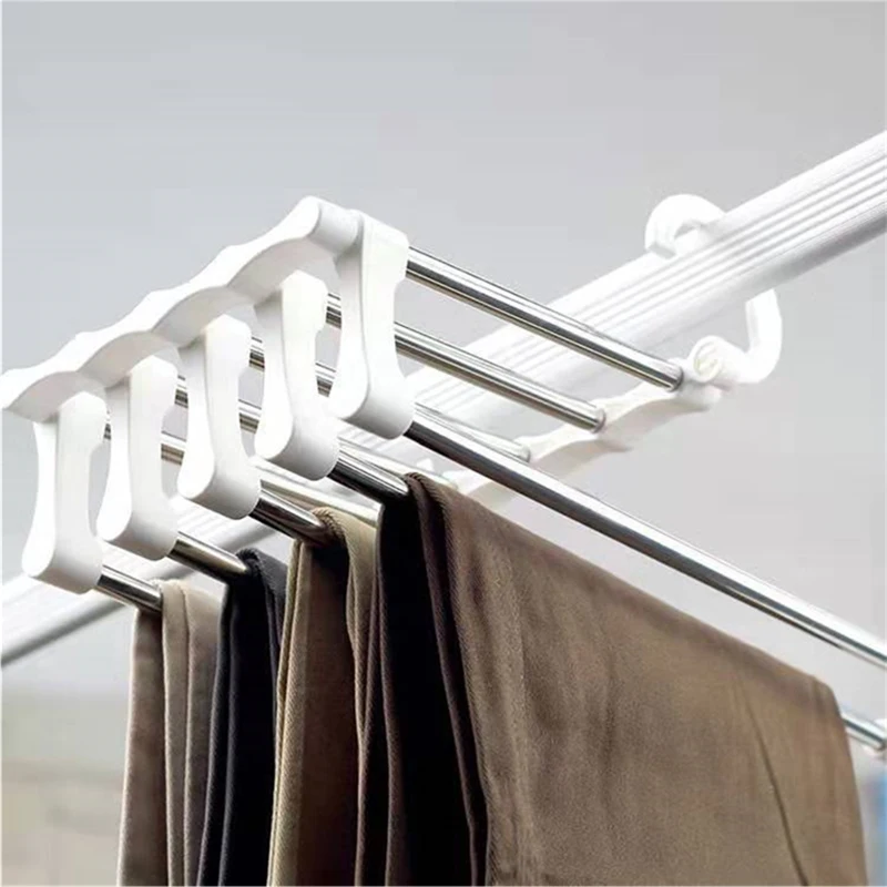 

5 of 1 Magic pants rack hanger stainless steel folding pants rack tie hanger shelf Bedroom closet organizer Closet storage