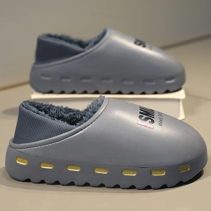 Новое поступление мужские зимние меховые шлепанцы YZY сохраняющие тепло домашняя