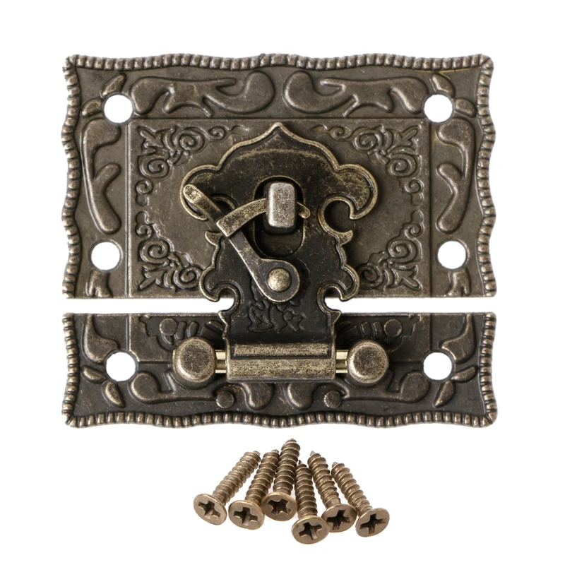 

55mmx47mm Vintage Style for LATCH Wooden Box Hasp Pad Chest Lock Bronze Tone Ant