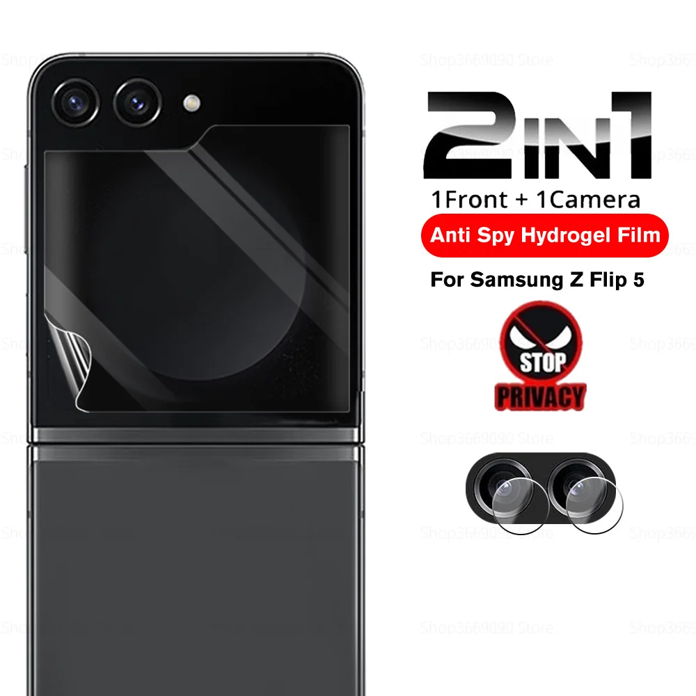

2to1 Camera Glass For Samsung Galaxy Z Flip5 Back Privacy Soft Hydrogel Film Screen Protector For Samsung ZFlip5 Flip zFlip 5 5G
