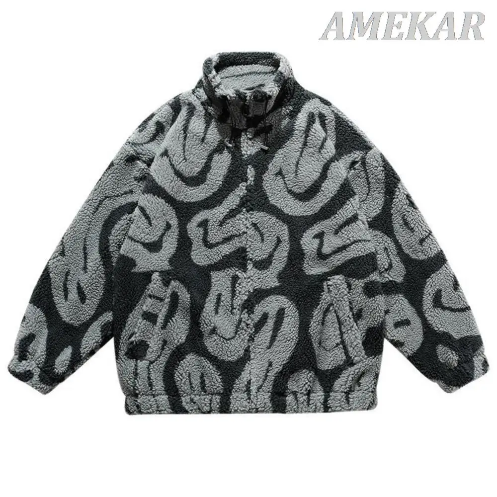 2023 Winter Men's Coat Brand New Casual Lamb Wool Parka Coat Trend Streetwear Loose Men Clothing Grain Fleece Male Jacket Coat