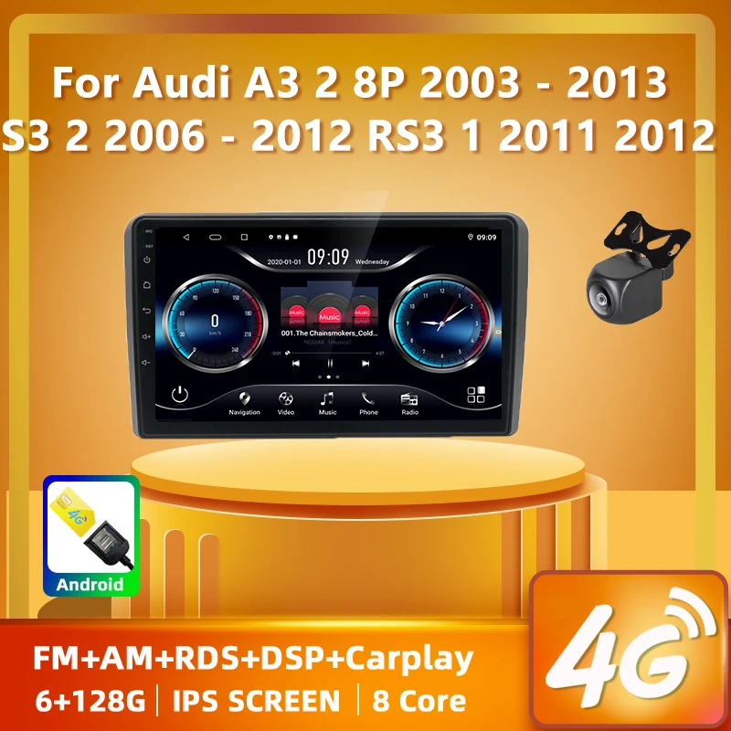 

PEERCE For Audi A3 2 8P 2003 - 2013 S3 2 2006 - 2012 RS3 1 2011 2012 car Radio Player Navigation stereo No 2din 2 din DVD