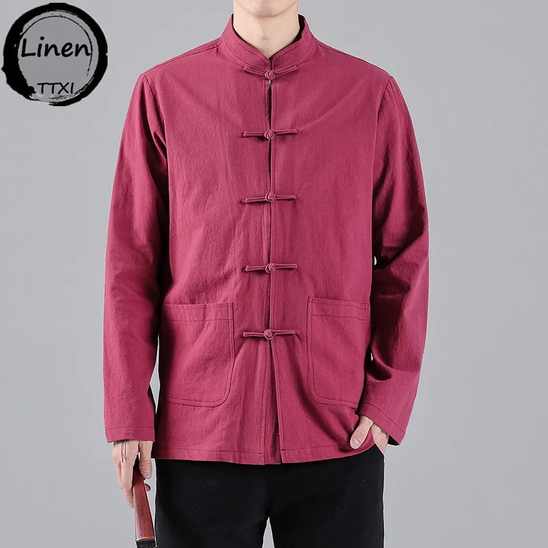 

Традиционный китайский костюм Тан, куртка Wu Shu Tai Chi, одежда шаолин кунг-фу, рубашка с длинными рукавами, мужской костюм