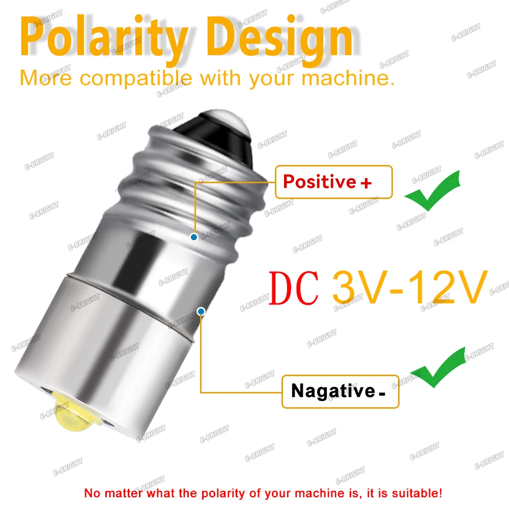 

2ШТ E10 Винтовой фонарик 7500K Белый 3 Вт 3 В 6 В 6,3 В 12 В 18 В 24 В светодиодная лампа Аркадный автомобиль Велосипедный фонарь Аварийная работа CD Ячейки Свет