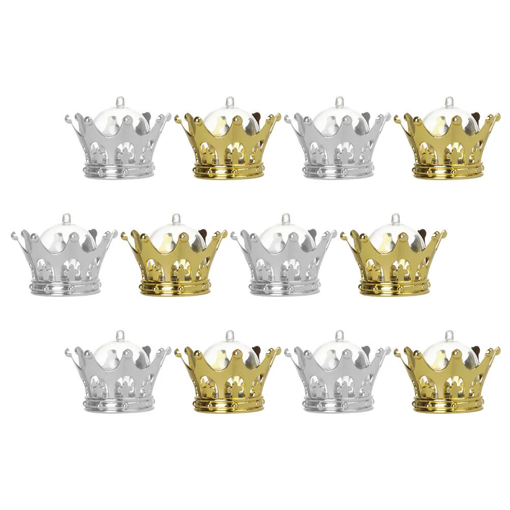 

12 Pcs Candy Box Crown Case Banquet Party Cases Gold Wedding Decor Favor Cake Decoration Container Decorations Dome Packaging