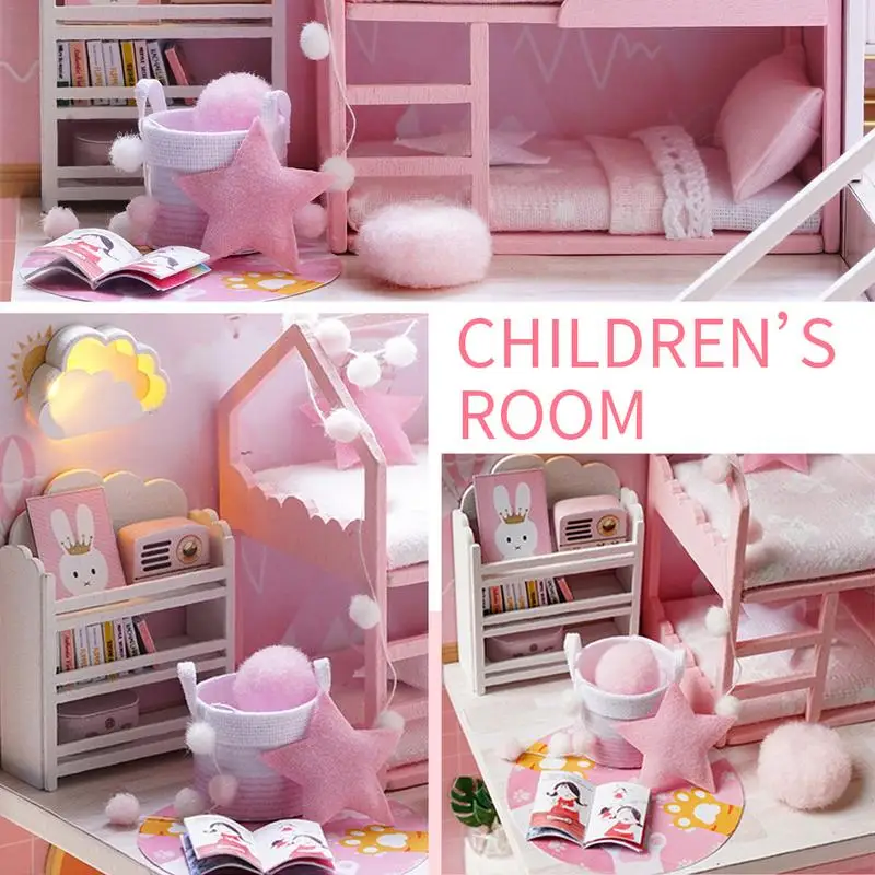 

Mini Doll House DIY Wooden Dollhouse Kit Mini Doll House Accessories Movement Gifts For Birthdays Valentine's Day