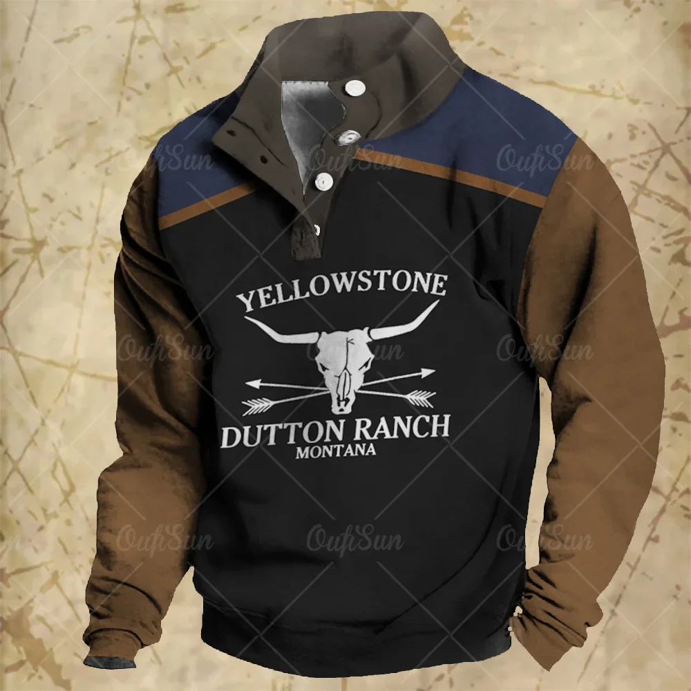 

New Hoodies Sweatshirt Men Hoodie 3D Cowboy Printed Pullover Oversized Mens Tops Male Yellowstone Loose Vintage Clothes Hot